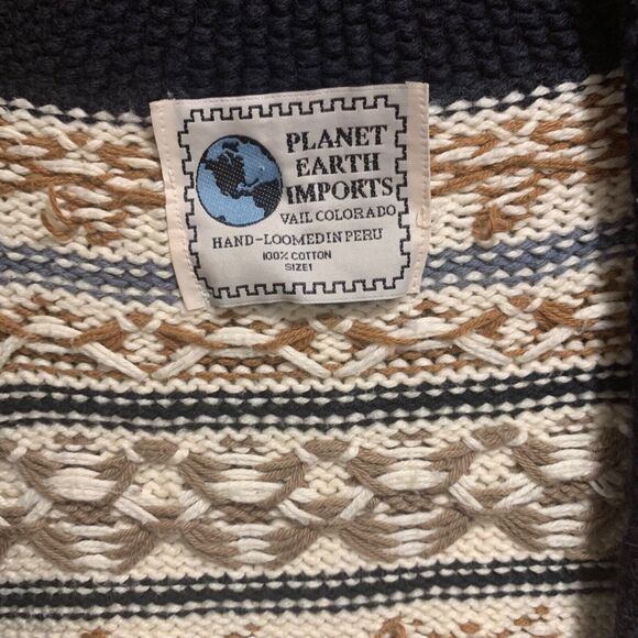 Planet Earth Womens Western Aztec Chunky Button Down Cardigan Sweater M/L Boho - Picture 3 of 8